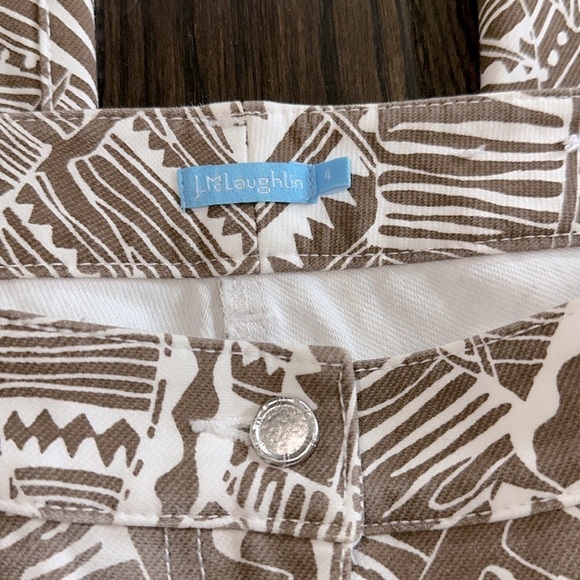 J McLaughlin brown & white safari print denim pants size 4 - Picture 5 of 8